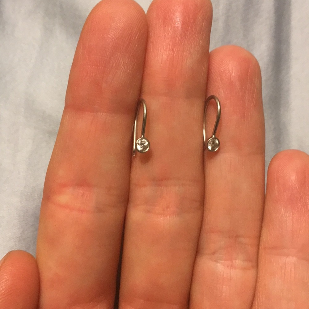Delicate Silver Crystal Hook Earrings - Clear Silver